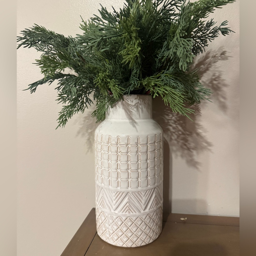 White Textured Vase
